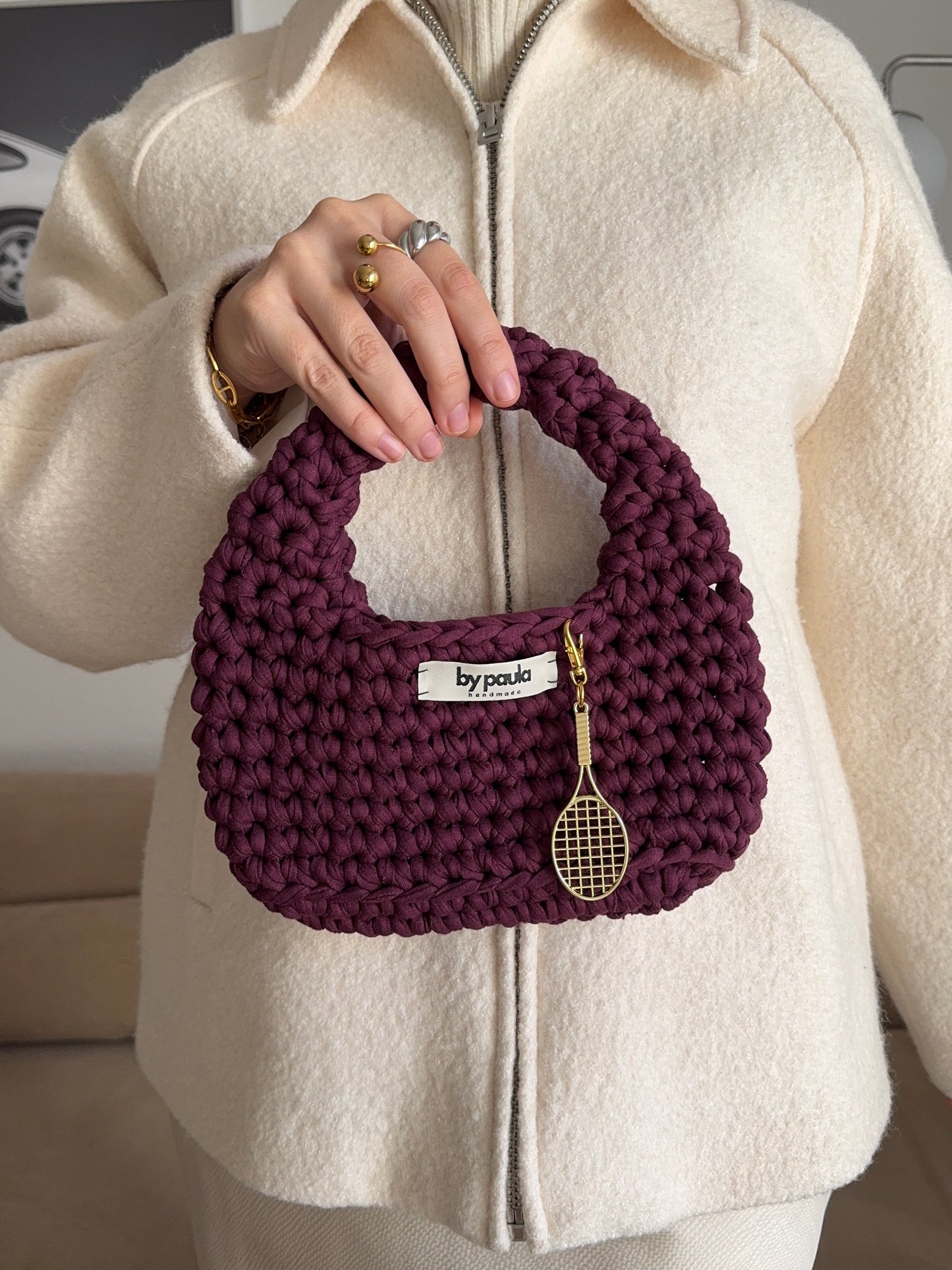 Schlüsselanhänger: Tennisschläger Gold