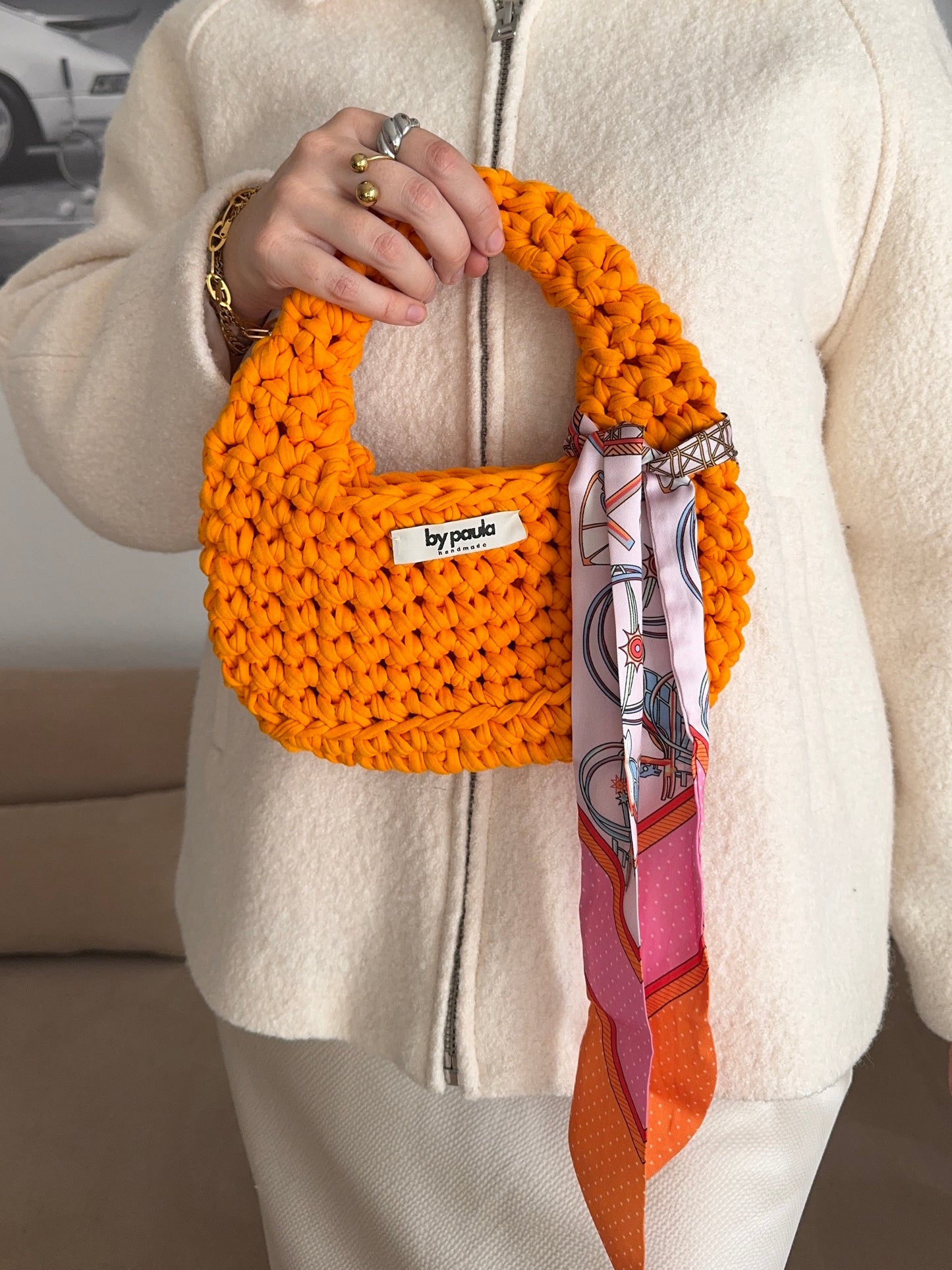 Tuch: Rosa-Orange Muster